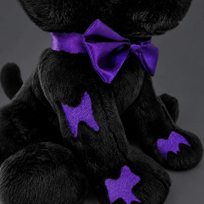 Cyber Goth Black Chihuahua Stuffed Animal – Bow and Embroidery Detail