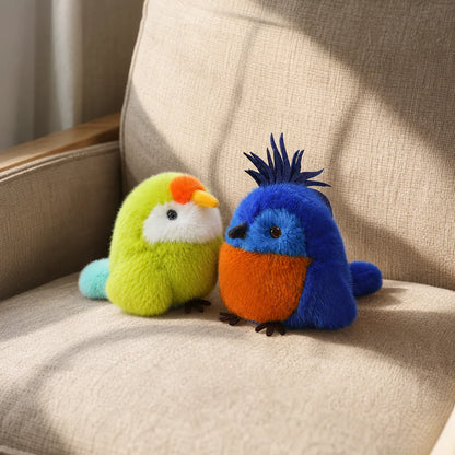 Mini Bird Plush Pair on an Armchair