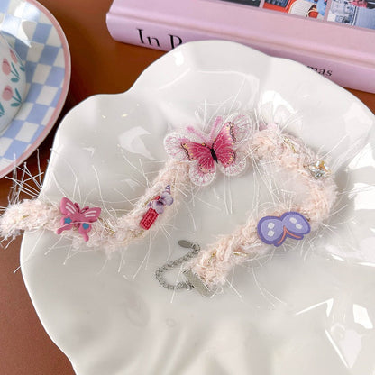 Cute Fluffy Butterfly Pink and White Choker