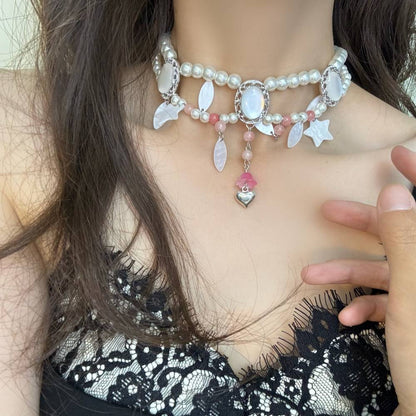 Multi-Strand Pearl & Stone Gothic Choker