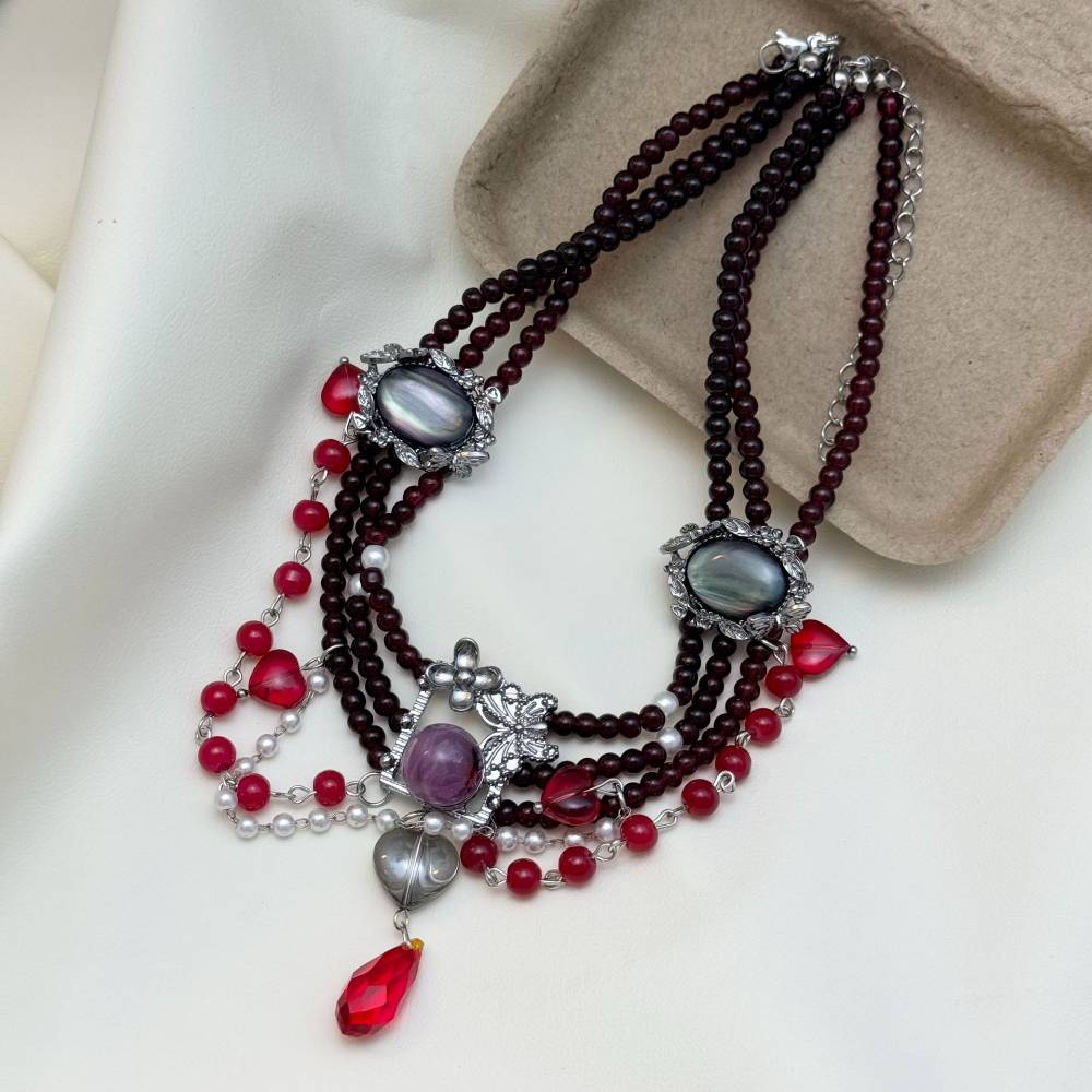 Multi-Strand Pearl & Stone Gothic Choker