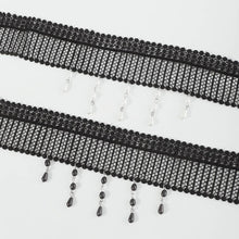Black Lace Choker with Drop Bead Fringe