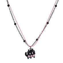 Cute Leather Pink and Black Cord Choker