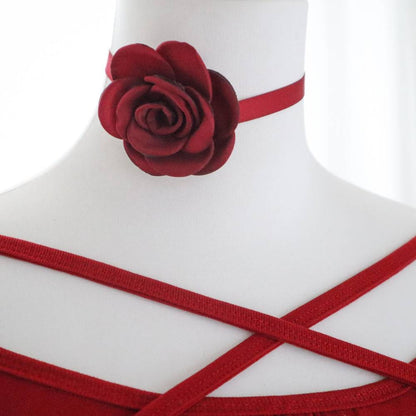 Elegant Rose Cord Choker 