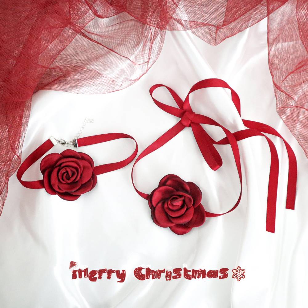 Elegant Rose Cord Choker 