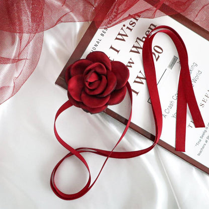 Elegant Rose Cord Choker 