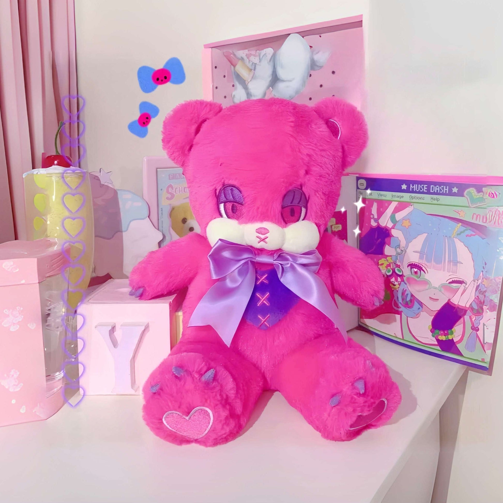 Kawaii Rose Pink Teddy Bear Plush