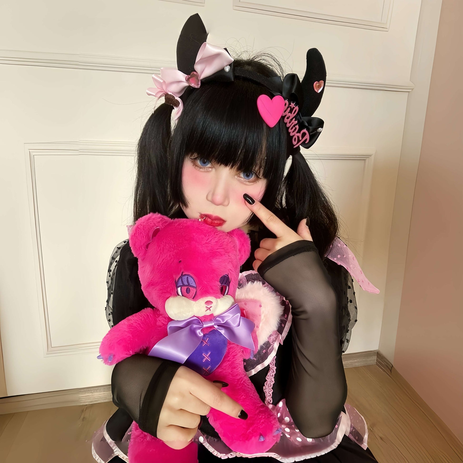 Kawaii Rose Pink Teddy Bear Plush