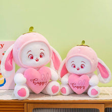 Adorable Pink Bunny Plushies Toy with A Heart-shaped Pillow