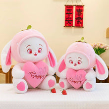Adorable Pink Bunny Plushies Toy with A Heart-shaped Pillow