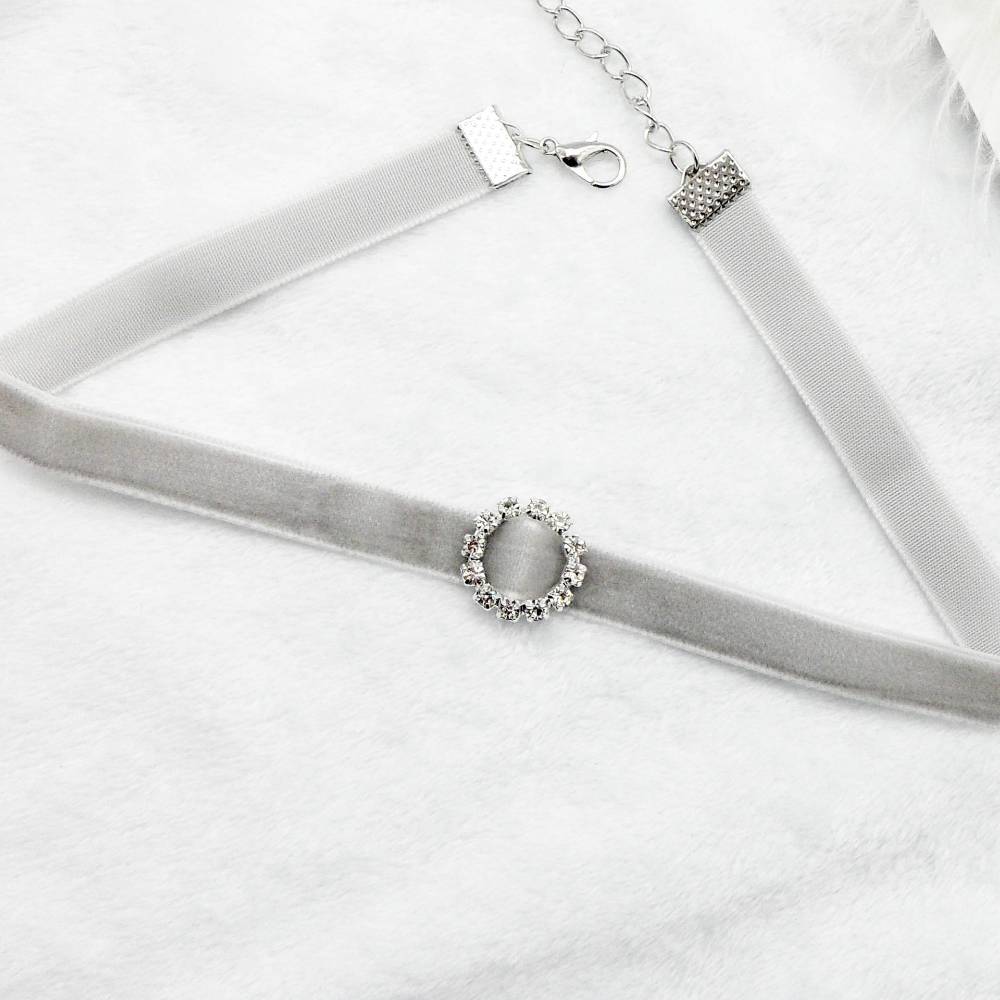 Cute Sparkling Charm Velvet Cord Choker