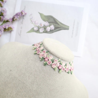 Cute Embroidered Flower Cord Choker