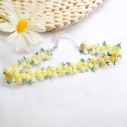 Cute Embroidered Flower Cord Choker
