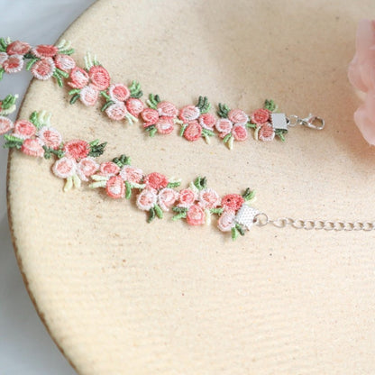 Cute Embroidered Flower Cord Choker