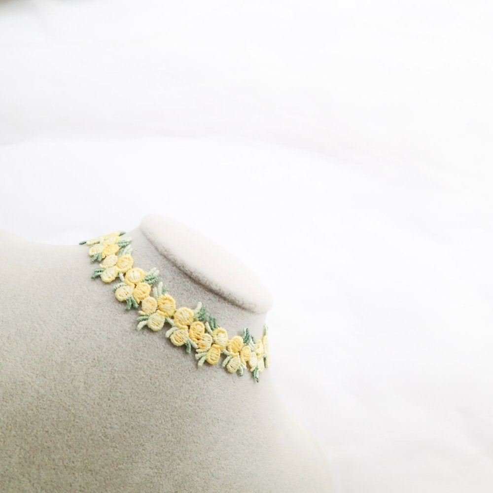 Cute Embroidered Flower Cord Choker