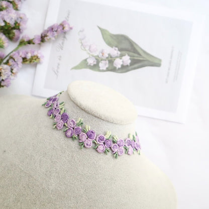 Cute Embroidered Flower Cord Choker