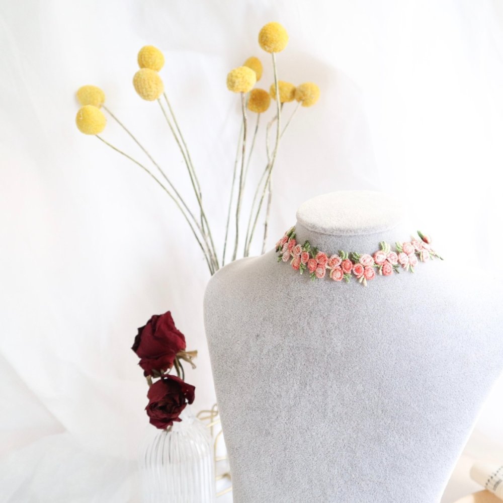 Cute Embroidered Flower Cord Choker