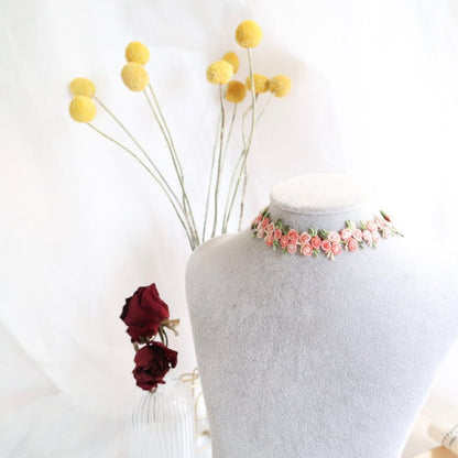 Cute Embroidered Flower Cord Choker