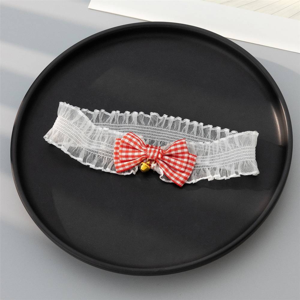 Checkered Ribbon Frill Bell Thigh Choker