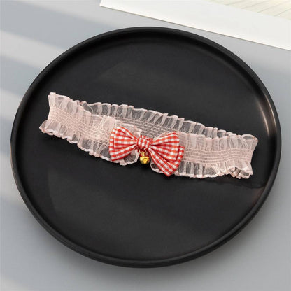 Checkered Ribbon Frill Bell Thigh Choker