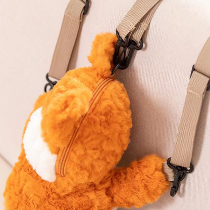 Adorable fox plush backpack with adjustable strap and small compartment