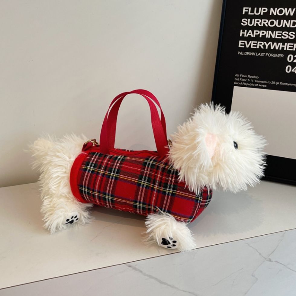 Adorable Schnauzer plush crossbody bag