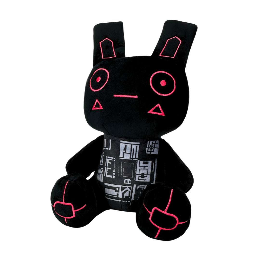 Black Cyberpunk Robotic Bunny Stuffed Animal