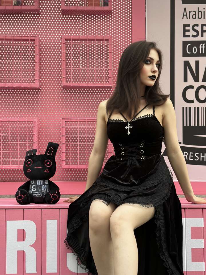 Black Cyber Goth Bunny Stuffed Animal