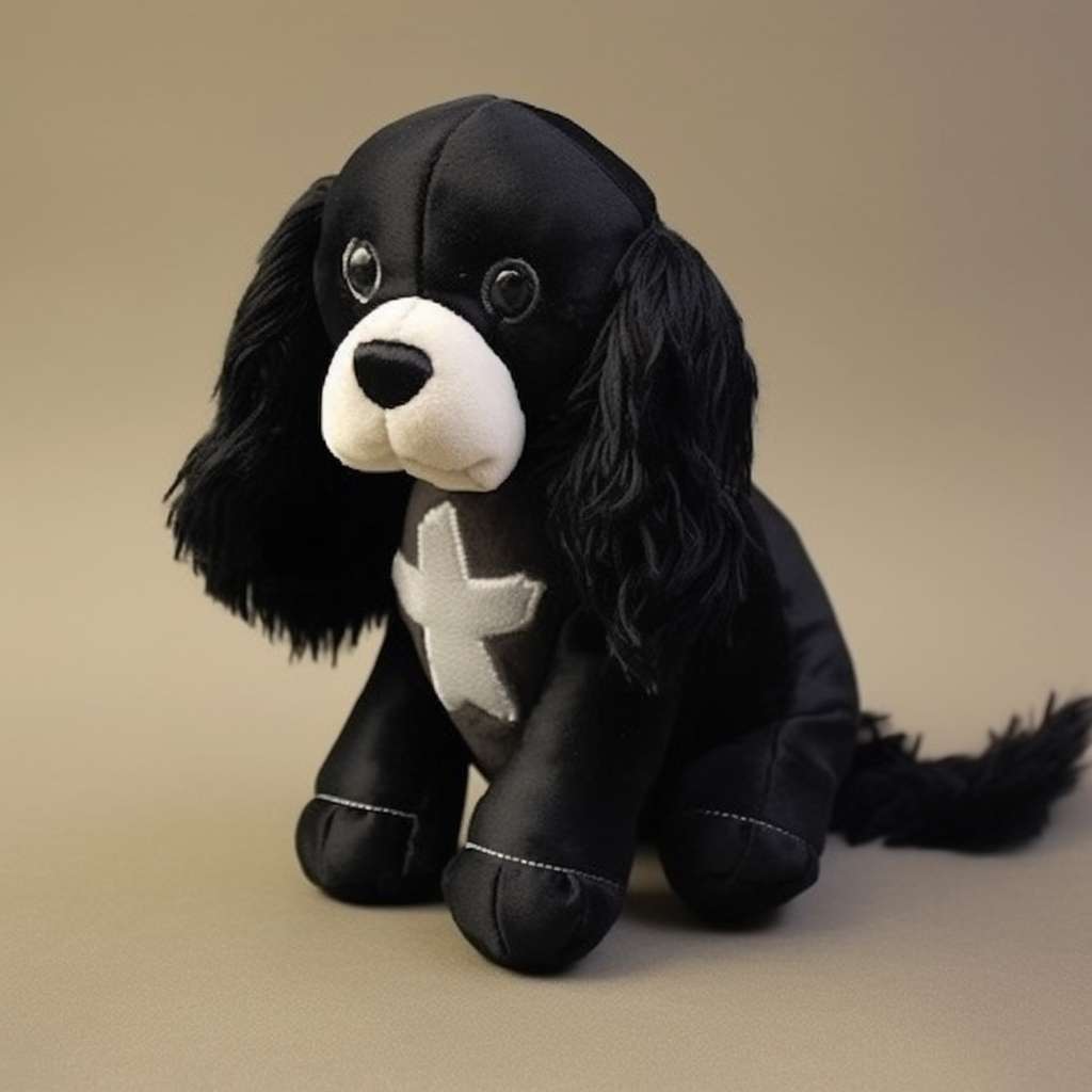 Black British Springer Spaniel Dog stuffed animal plushThis