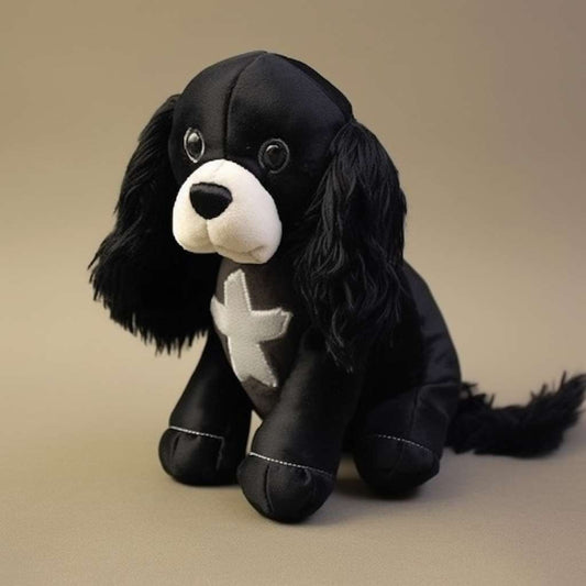 Black British Springer Spaniel Dog stuffed animal plushThis