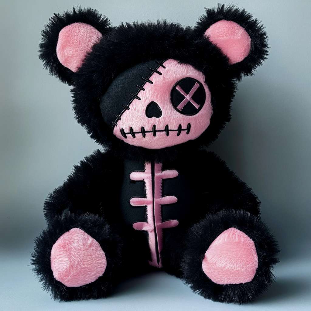 Cute goth bark pink teddy bear backpack