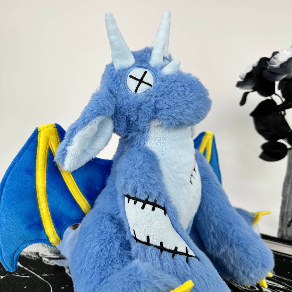 emo style blue baby dragon stuffed animal