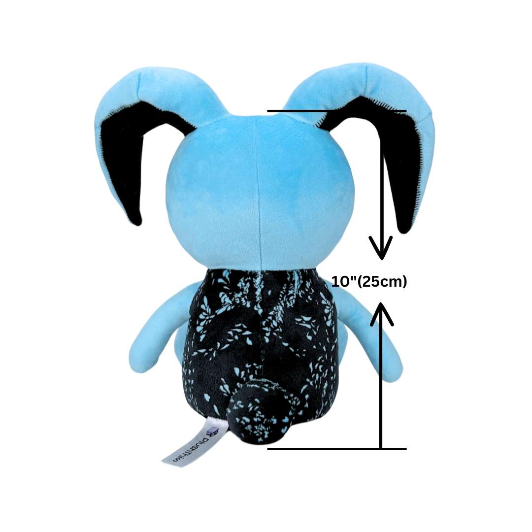 Blue rabbit plush toy back