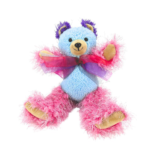 A colorful bear stuffed animal