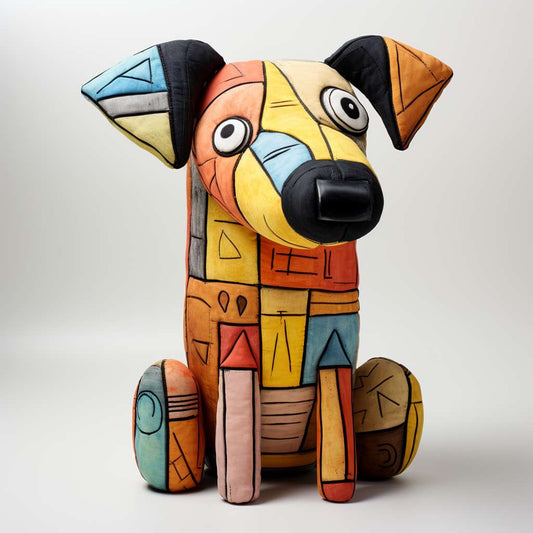 This art doll dog influenced by Picasso
