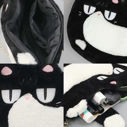 Cute Black Cat Plush Purse