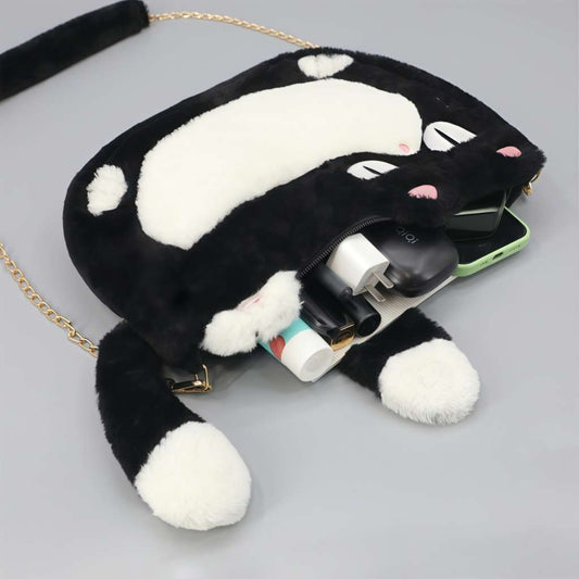 Cute Black Cat Plush Purse