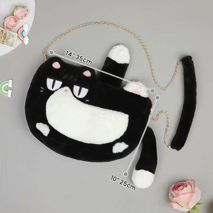 Cute Black Cat Plush Purse