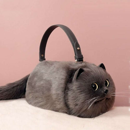 Cute Black English Shorthair Cat Plush Bag