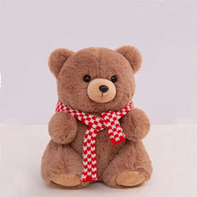 Cute Brown Plush Bear With Red Scarf