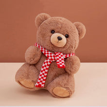 Cute Brown Plush Bear With Red Scarf
