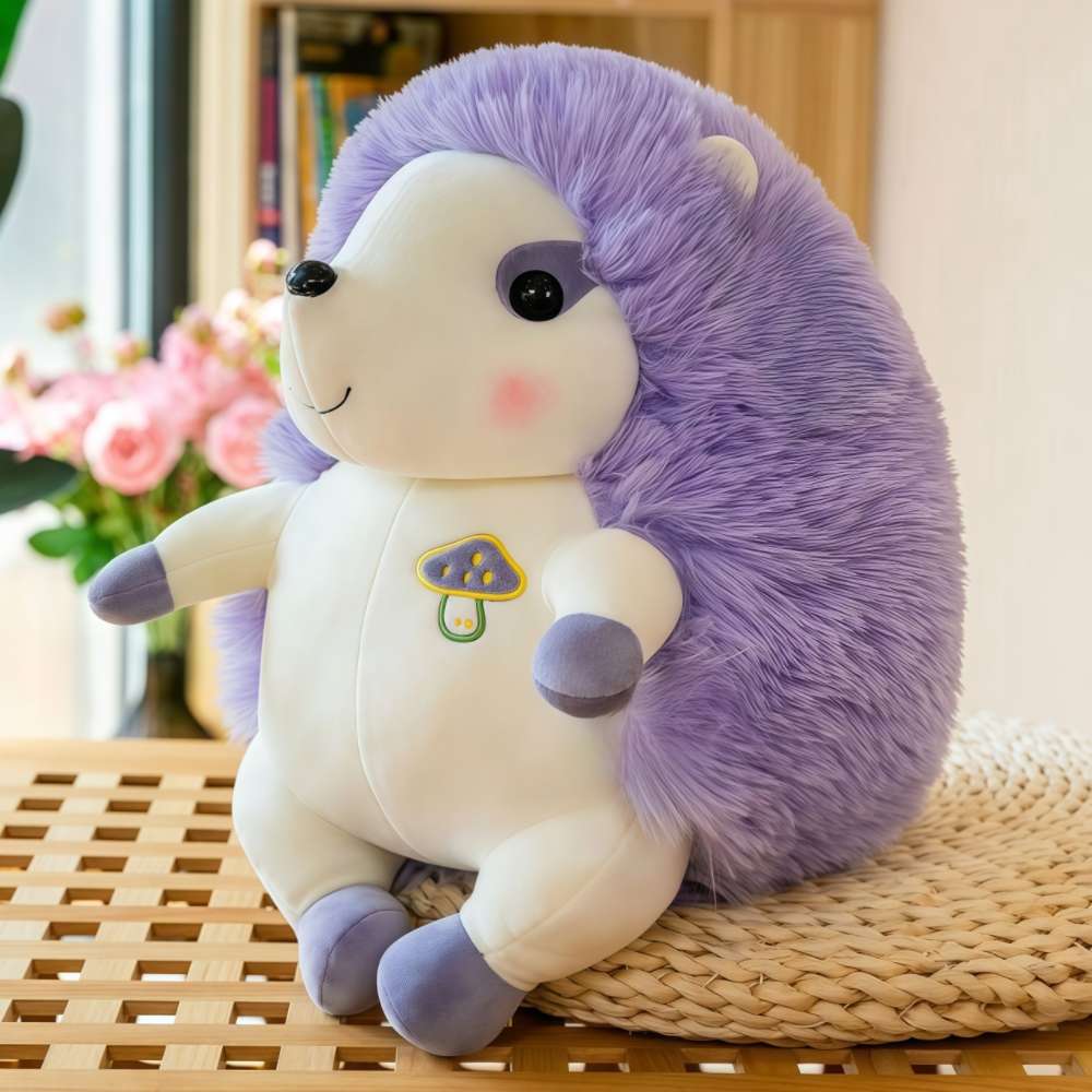 Cute Purple Fluffy Hedgehog Plush