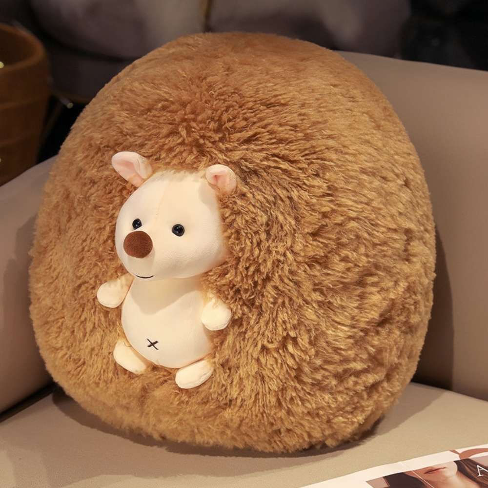 Cute Fluffy Round Hedgehog Plush Pillow