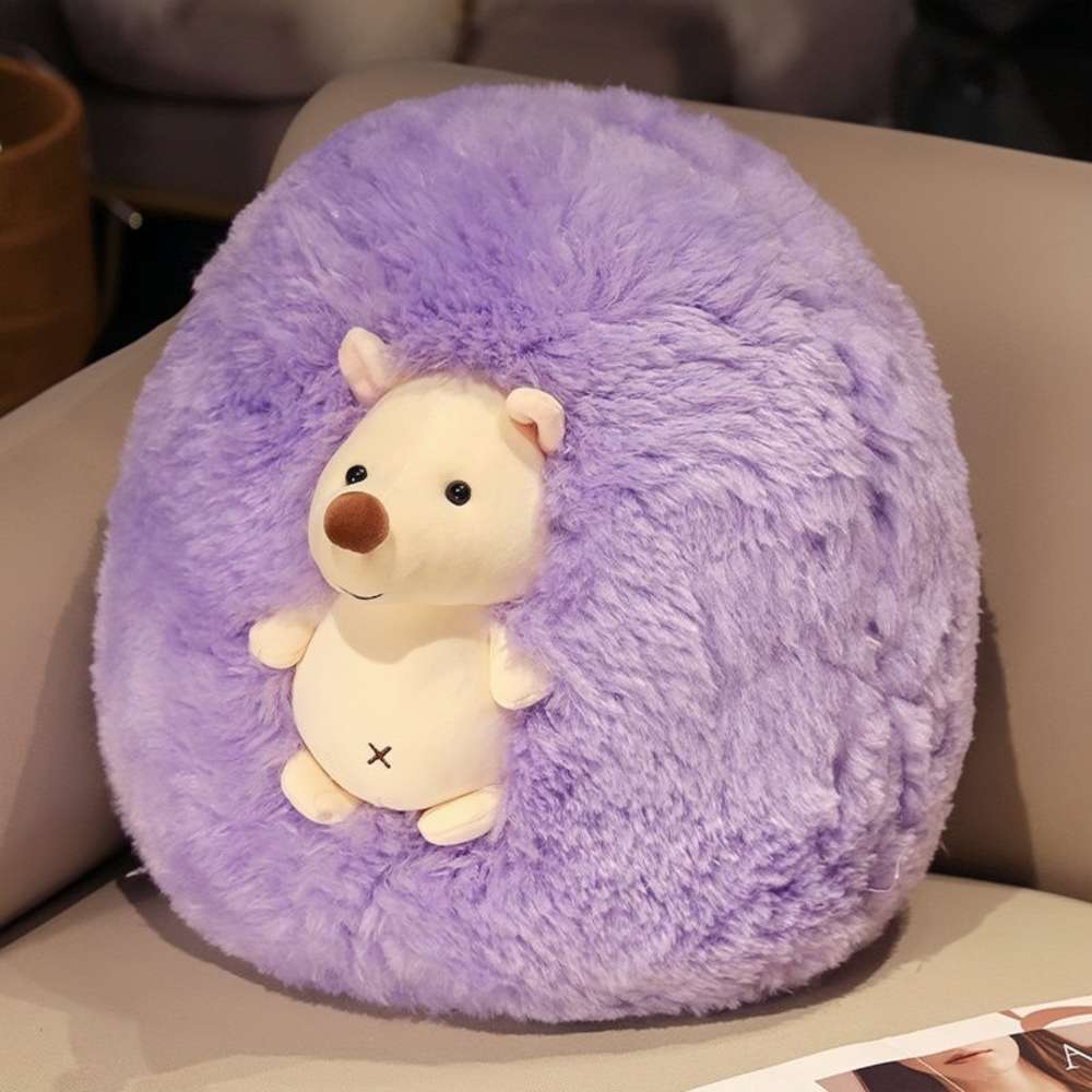 Cute Fluffy Round Hedgehog Plush Pillow