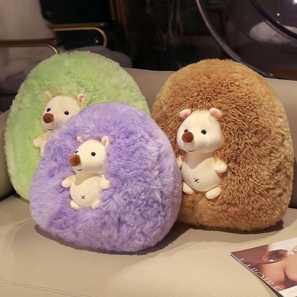 Cute Fluffy Round Hedgehog Plush Pillow