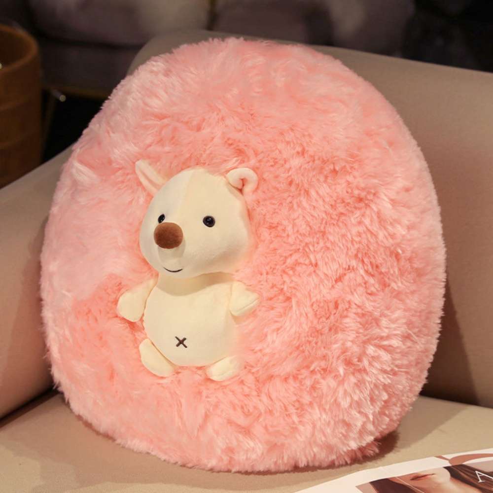 Cute Fluffy Round Hedgehog Plush Pillow