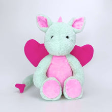 Cute Green Dragon Plush with Pink Heart Wings