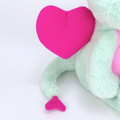 Cute Green Dragon Plush with Pink Heart Wings