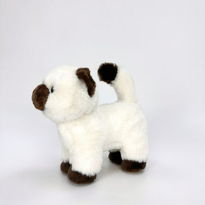 Cute Mini White and Dark Brown Siamese Cat Stuffed Animal, a cute plush toy, profile