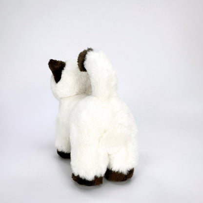 Cute Mini White and Dark Brown Siamese Cat Stuffed Animal, a cute plush toy, rear view